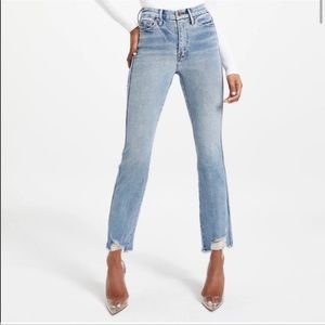 Good American Good Curve Jeans size 2 / 26 chewed hem high rise denim